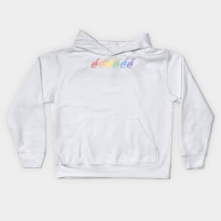 Rainbow Dinosaurs (White Background) Kids Hoodie